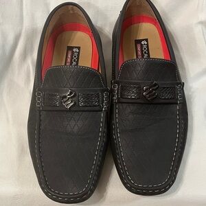 Rocawear Black Quilted Slip-On Loafers with Red Insole Accent